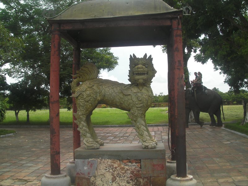 Ornate dog statue