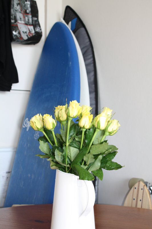 A couple of Adam's boards and the lovely yellow roses
