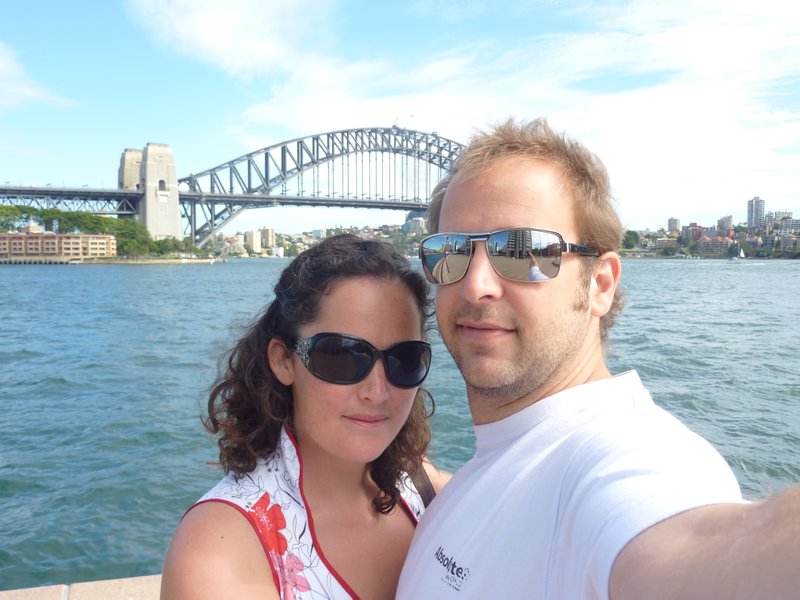 Us on the Manly ferry with the Bridge in the background
