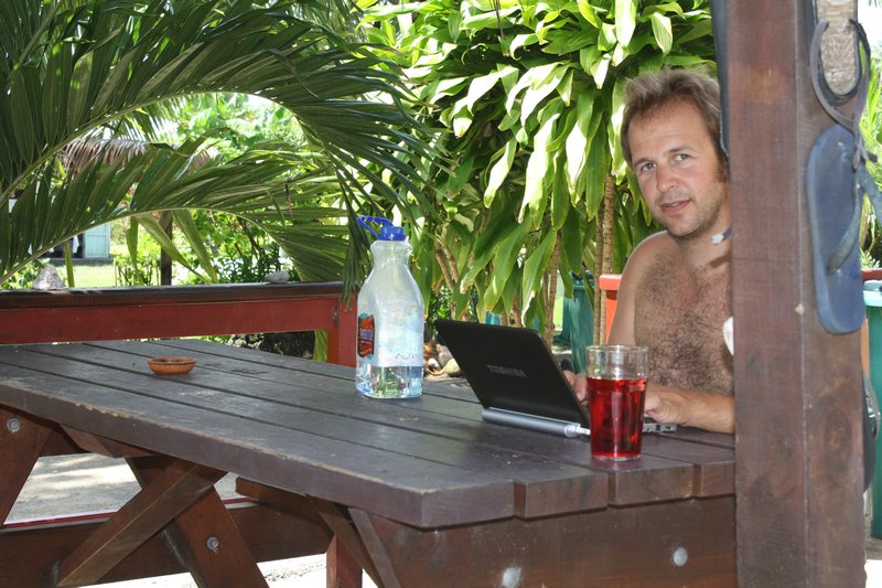 Me blogging in the shade