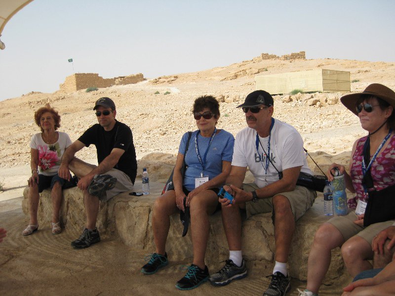 In the shade for orientation to Masada