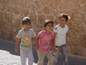 Cautious neighborhood girls in Midyat