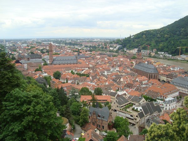 View of old town Heidelberg from the castle