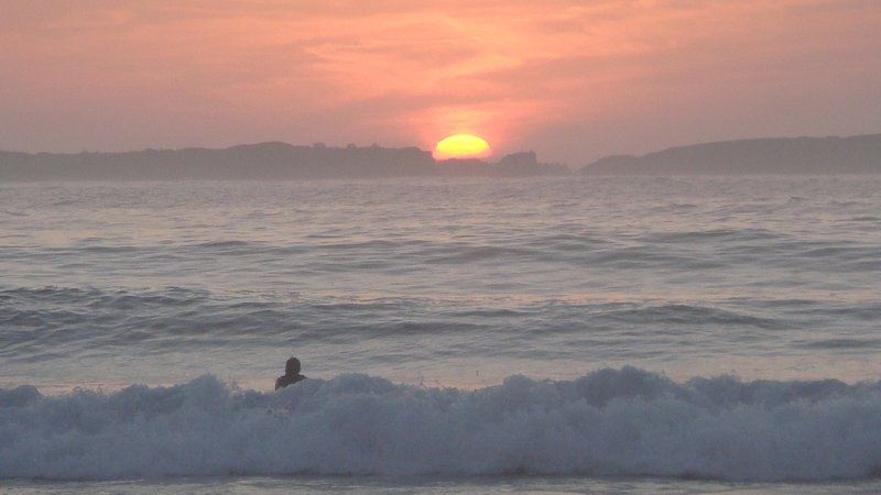 Surfing Baleal at sunset