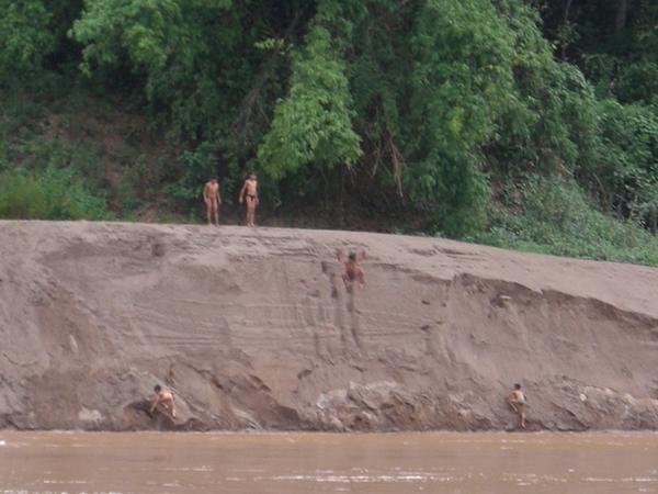 Boys Swimming along Mekong