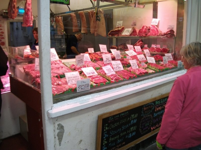 Leeds Market meat stand
