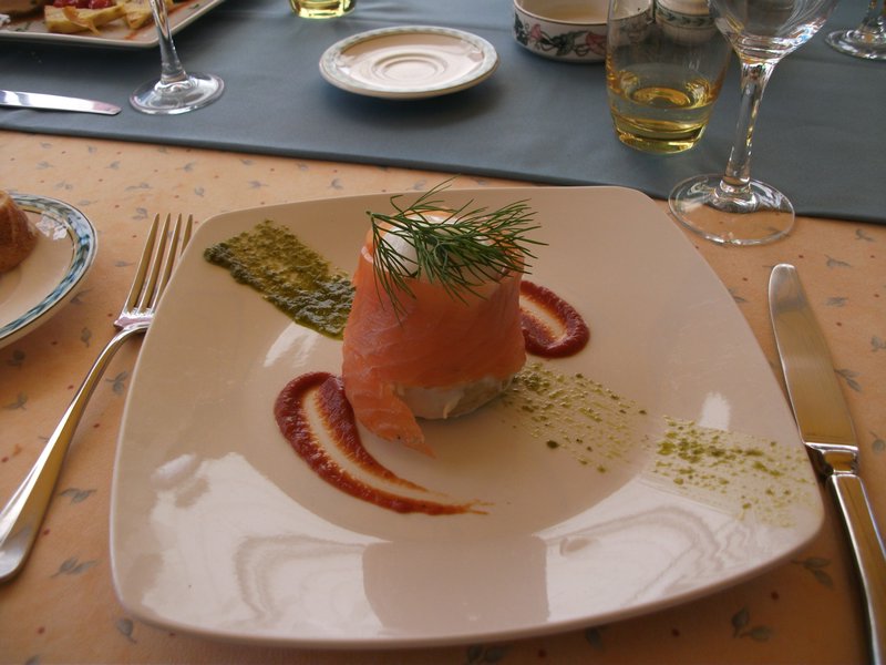 Salmon with coddled egg