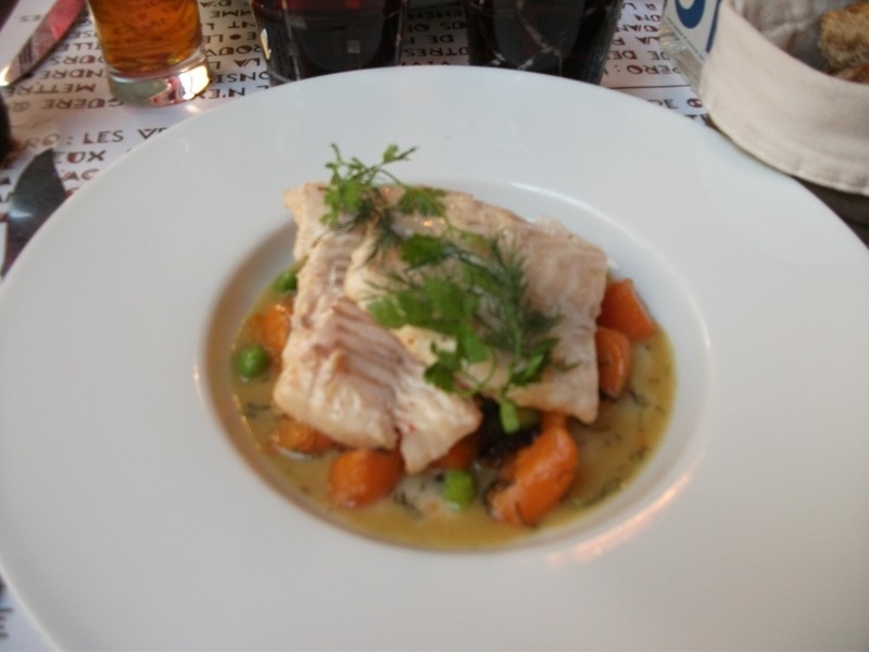 Poached Pollock with carrots