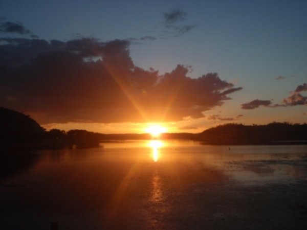 the lake at sunset