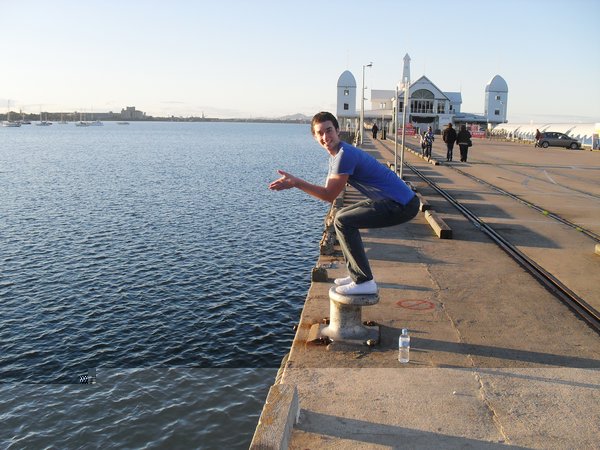 Liam pretending to dive!