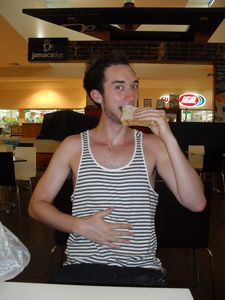 Liam enjoying his PBJ sandwich!