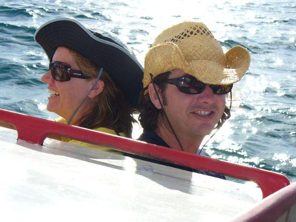 Matt and Melissa taking it easy on the sailboat