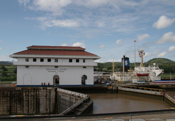 The Miraflores Locks on the Panama Canal