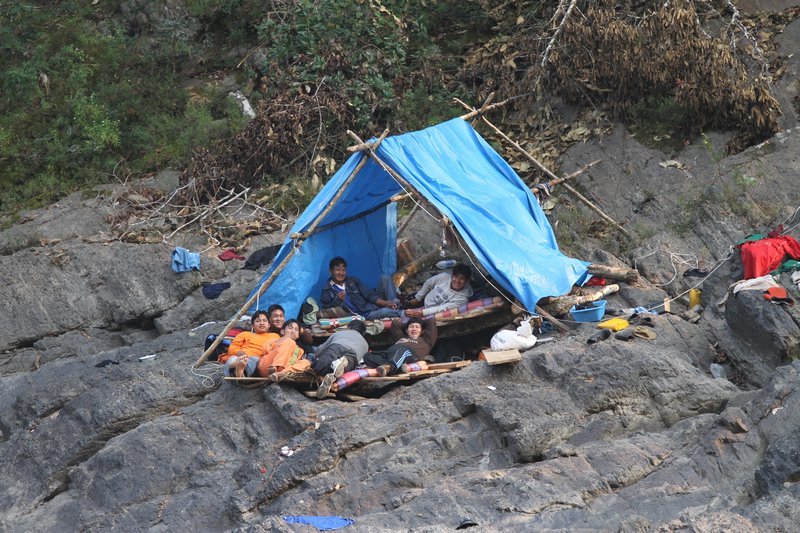 One of many "houses" by the river, where the people searching for gold lives..