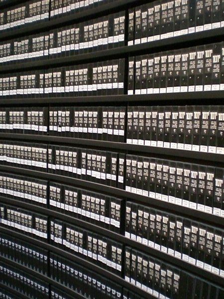 thousands of binders containing names of those killed in the Shoah.