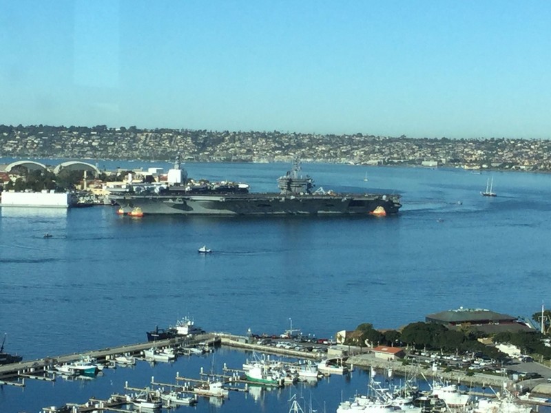 USS Roosevelt pulling into the SD Harbor