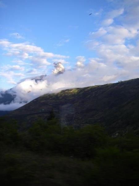 Volcan Tungurahua (Throat of Fire) spits out some smoke!