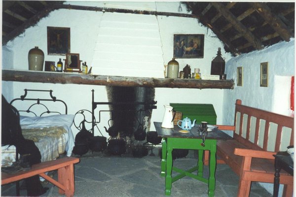 Inside a bog village hut