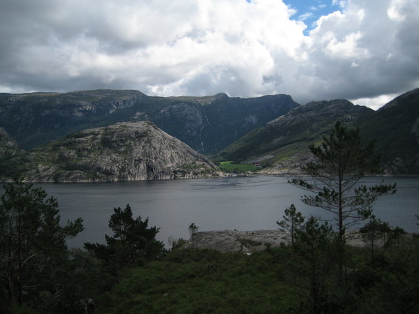 view of the fjord from below the lake