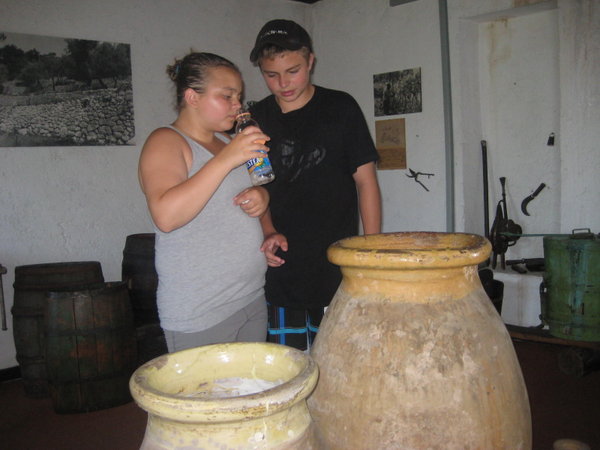 checking out the old olive oil jars