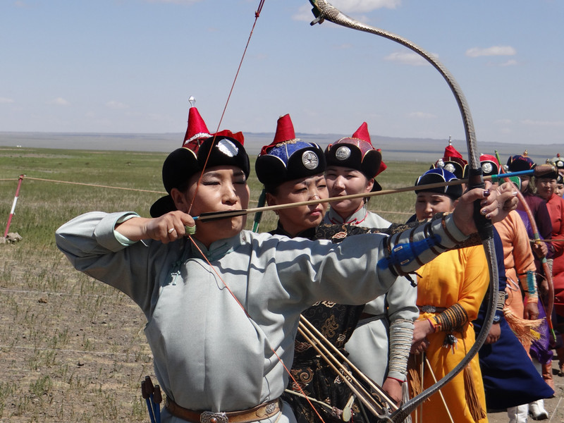 Female archers at the Naadam Festival at Dalanzadgad