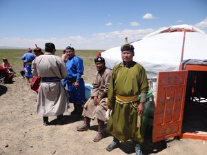 Men in traditional costumes