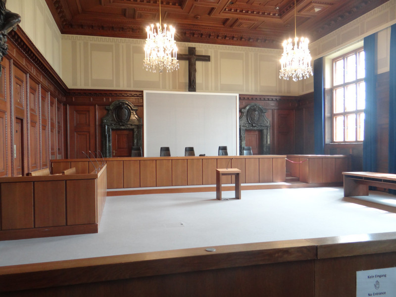 Memorium Nürenberg Trials, Hall 600. The war criminals sat at the left side.