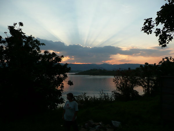 Sunset over lake Bunyoni