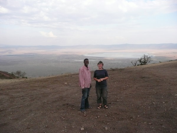 Rajab and Linda on the rim of the Ngorogoro crater