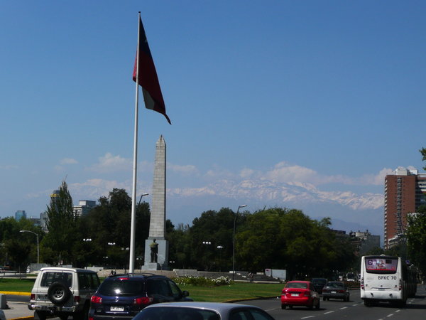 Santiago, on the background the Andes