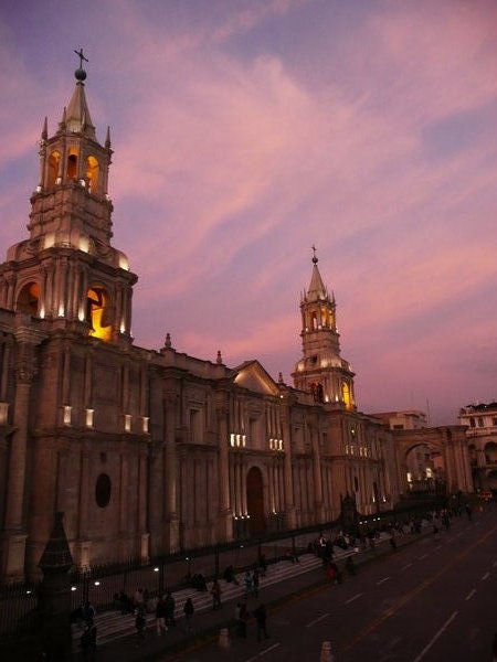 The cathedral at Plaza de Armas