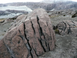 Stone broken by vulcanic gasses
