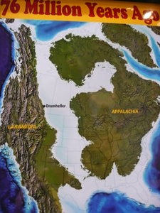 North America 76 million years ago. Drumheller was at the border of an inner sea.