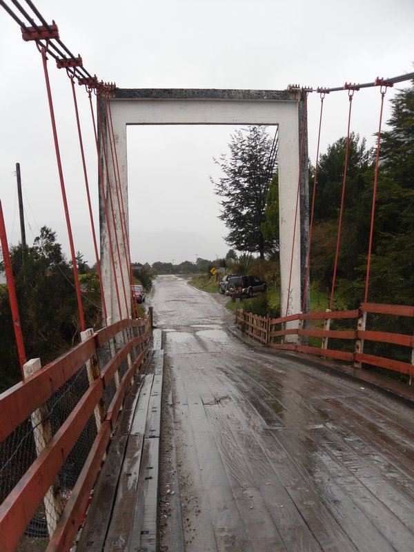 Wood suspension bridge