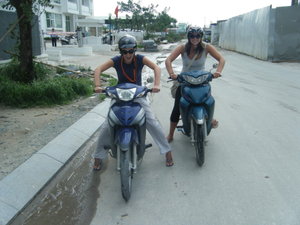 Sam and I on our bikes