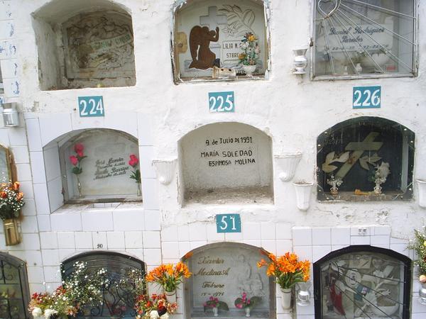 cemetery at latacunga, some very ornate headstones around