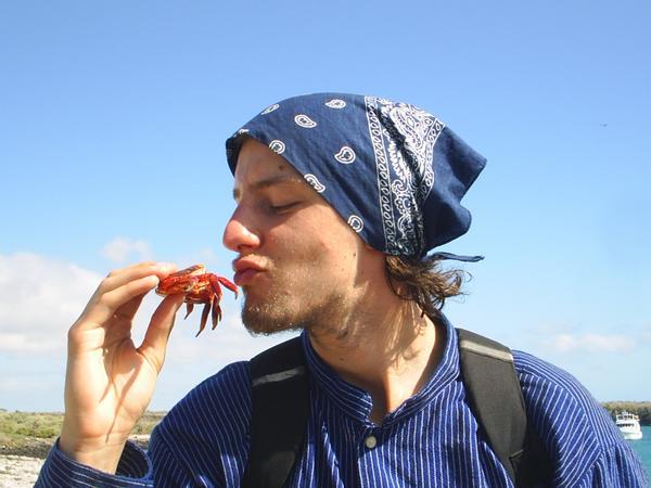 me kissing a crab