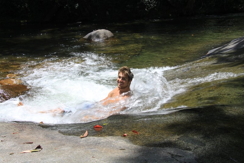 Todd having a swim at Murray Falls
