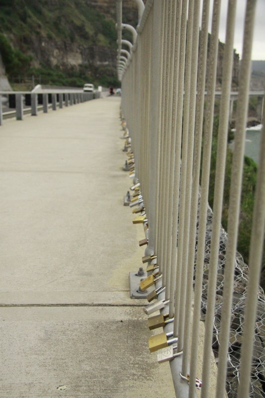 Padlocks on the railing