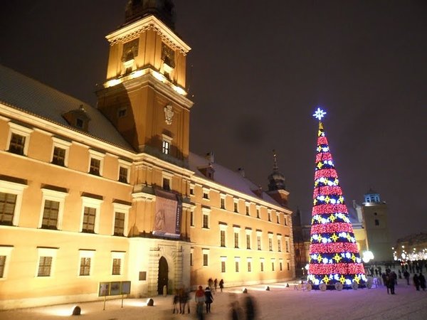 Warschau Winter bei Nacht