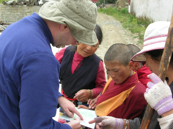 Jacob talking to a young monk