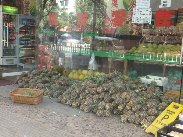 An abundance of pineapples in Jinghong