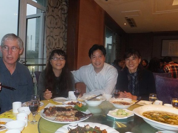 Jim enjoying sumptious dinner in Chongqing