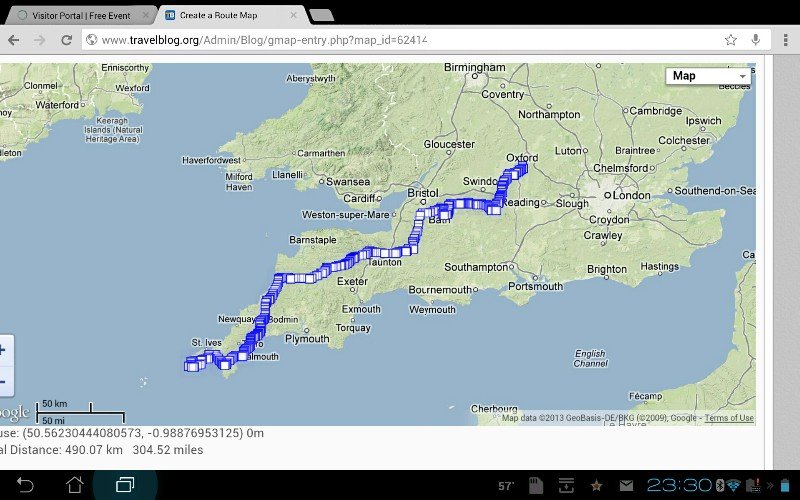 Our approximate route to date as of 1 May