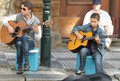 Gypsy jazz musicians on the street in front of our hostel.