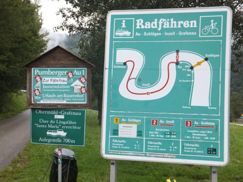 Sign explaining Radfahren at Danube bends