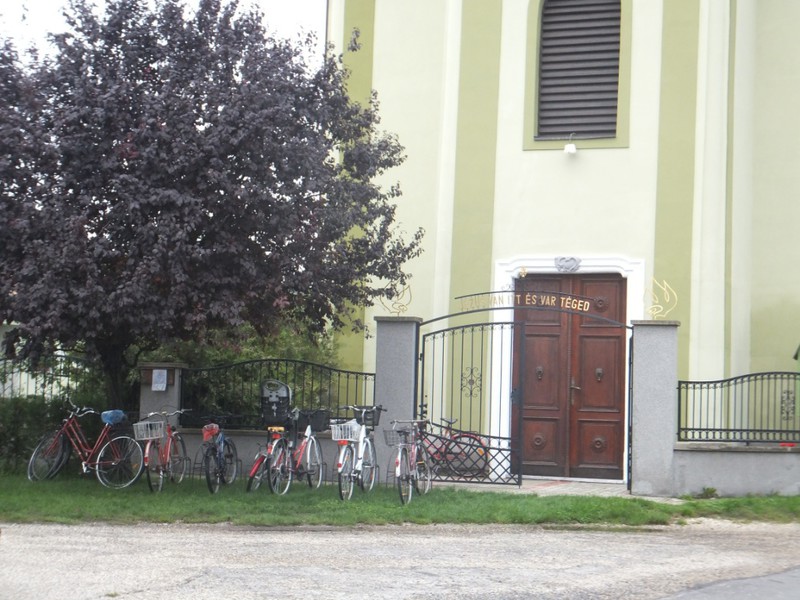 Locals' bicycles at church