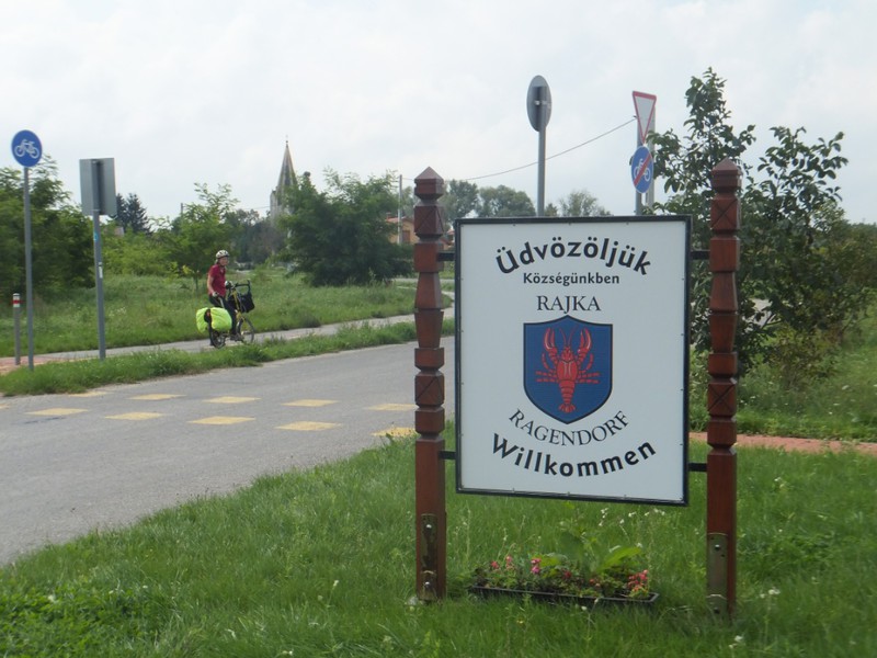 Entering Rajka, our first town in Hungary