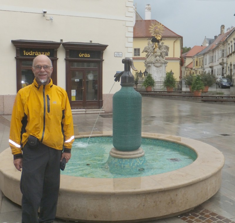 Fountain in Gyor honoring the supposed inventor of soda water
