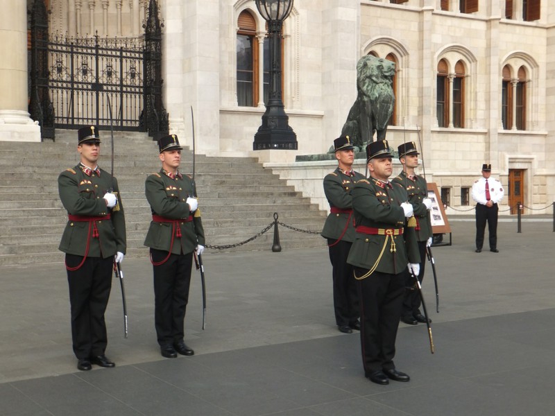 Ceremonial demonstation by Parliament guards